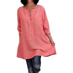 J. Jill
Coral Long Sleeve Shirt Tunic Size Medium Buttons